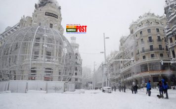 স্পেনের মাদ্রিদ ৫০ বছরের রেকর্ড ভেঙ্গে বরফের নিচে ! নিহত ৪ ( ভিডিও)