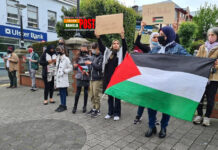 ফিলিস্তিনে দখলদার ইজরায়েল বাহিনীর আগ্রাসনের বিরুদ্ধে লেটারকিনিতে মানববন্ধন