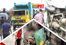 নরসিংদীতে কাভার্ডভ্যান-লেগুনা সংঘর্ষে মৃত্যু বেড়ে ৬