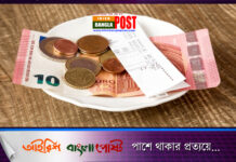 হোটেল,রেস্তোরা এবং পাবগুলোতে স্টাফদের বখশিস/Tips পাবার আইনগত অধিকার নিশ্চিত করেছে আইরিশ সরকার