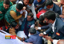 ছাত্রলীগের অনুষ্ঠানে বক্তব্য দেয়ার সময় মঞ্চ ভেঙে পড়ে গেলেন ওবায়দুল কাদের (ভিডিও)