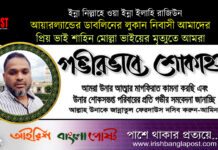 আয়ারল্যান্ডের ডাবলিনের লুকান নিবাসী আমাদের প্রিয় শাহিন মোল্লা ভাই আর নেই