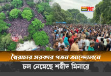 স্বৈরাচার সরকার পতন আন্দোলনে ঢল নেমেছে শহিদ মিনারে